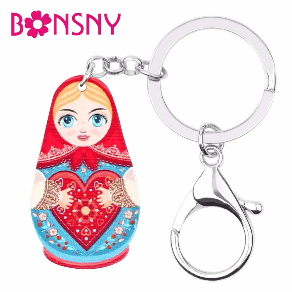 Bonsny Arylic Russian Dolls Matryoshka Key Chains Key Ring Women Girls Car Bag Pendant Cute Fashion Jewelry Key Decoration
Bonsny Arylic Russian Dolls Matryoshka Key Chains Key Ring Women Girls Car Bag Pendant Cute Fashion Jewelry Key Decoration