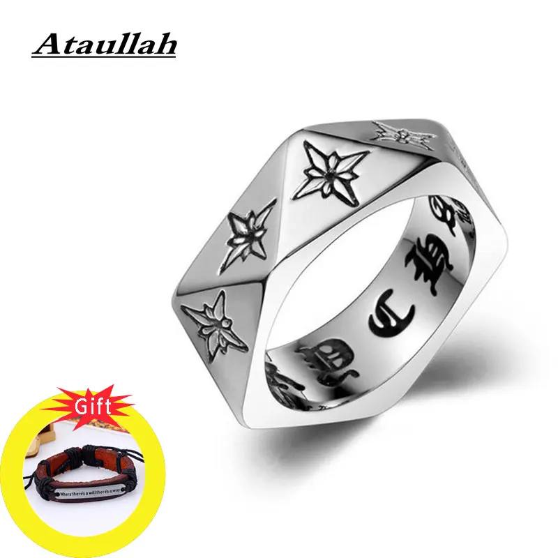Ataullah Gothic Pentagon Ring Male Domineering Exaggeration Titanium Steel Punk Rock Finger Jewelry for man RW035 | Украшения и