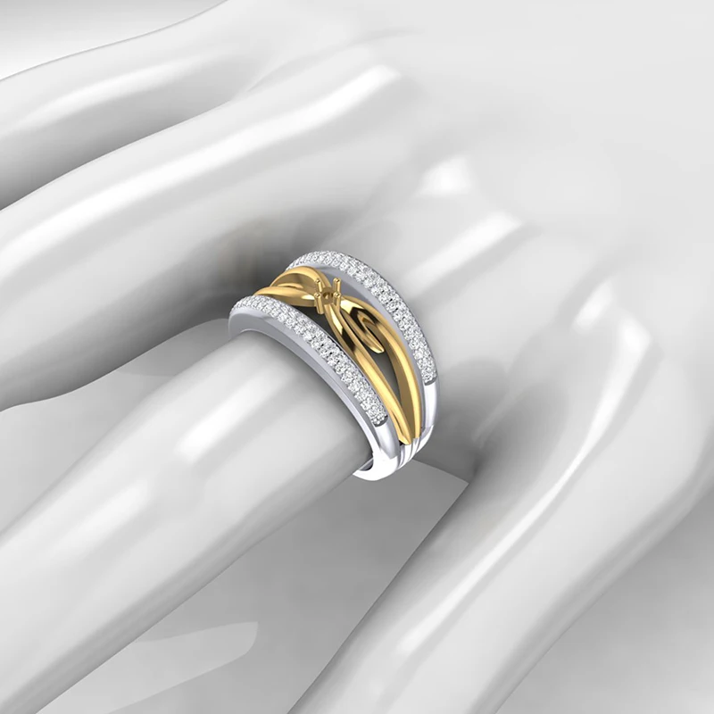 Caimao Natural Full Cut Diamond 14k White & Yellow Gold 0.50ct Engagement Prong Ring | Украшения и аксессуары