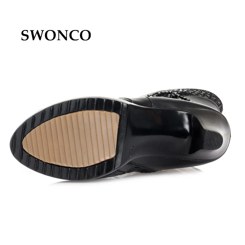 SWONCO Genuine Leather Snow Boots Women High Heels Winter Shoes 2019 Wool Fur Boots For Women Female Fashion OL Heels Boot Black
SWONCO Genuine Leather Snow Boots Women High Heels Winter Shoes 2019 Wool Fur Boots For Women Female Fashion OL Heels Boot Black