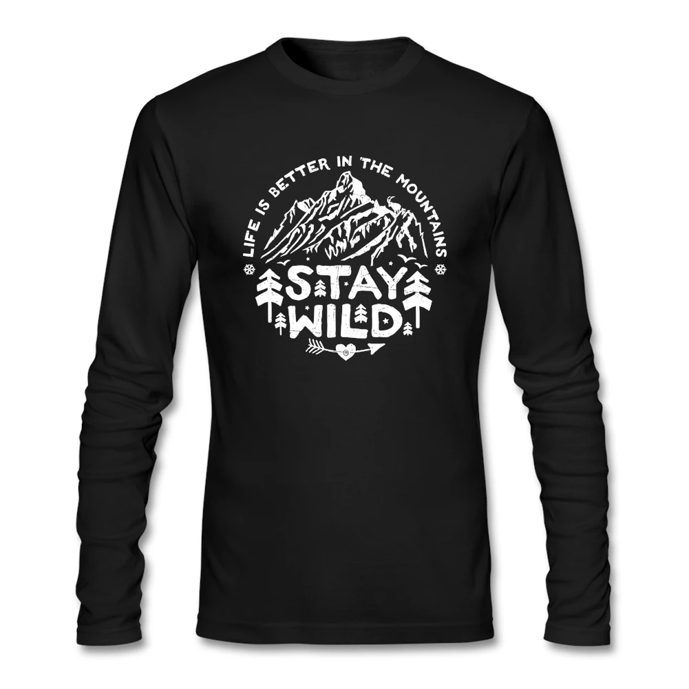 Футболка мужская хлопковая с длинным рукавом и надписью Stay Wild - купить по