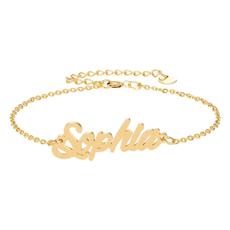 Steel Nameplate " Sophia " Letter Charm Bracelets for Women Femme Script Handwriting Jewelry Bracelet Words Christmas Gift
Steel Nameplate " Sophia " Letter Charm Bracelets for Women Femme Script Handwriting Jewelry Bracelet Words Christmas Gift