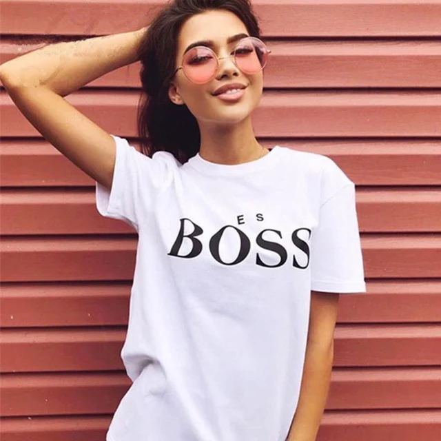 Женская модная футболка с надписью boss хипстерские рубашки в стиле Харадзюку