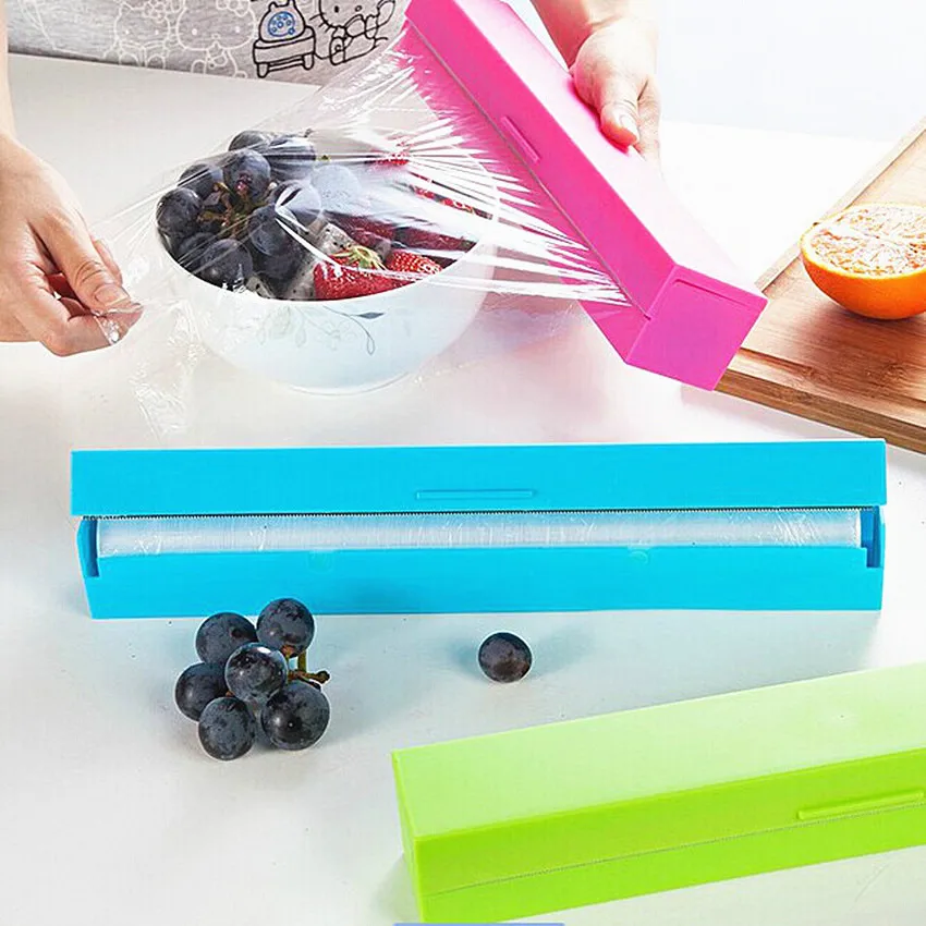 Plastic Food Wrap Dispenser Saran Wrap Preservative Cling Film Cutter Storage Cover Foil Holder Fruit Vegetable Film Vacuum Lid
Plastic Food Wrap Dispenser Saran Wrap Preservative Cling Film Cutter Storage Cover Foil Holder Fruit Vegetable Film Vacuum Lid
