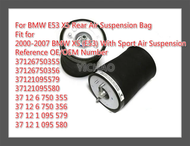 2Pcs Pair Of Rear Left + Right Air Suspension / Air Spring For BMW Car E53 X5 37121095579 / 37121095580 Pneumatic Springs Bag
2Pcs Pair Of Rear Left + Right Air Suspension / Air Spring For BMW Car E53 X5 37121095579 / 37121095580 Pneumatic Springs Bag