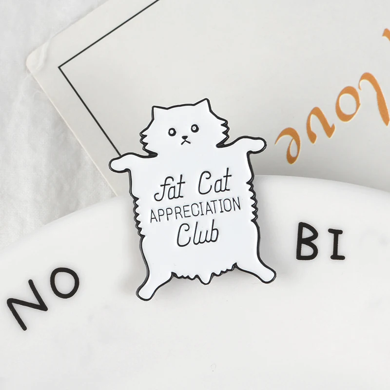 Cartoon Cute White Lying Down Fat Cat Enamel pin 'Fat Cat APPRECIATION CLUB' Badge Brooch Man Women kids Gift Jewelry for Friend
Cartoon Cute White Lying Down Fat Cat Enamel pin 'Fat Cat APPRECIATION CLUB' Badge Brooch Man Women kids Gift Jewelry for Friend