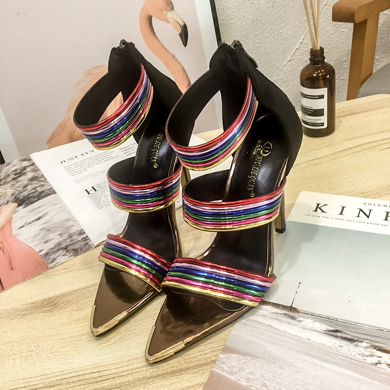 NIUFUNI Fashion Pointed Color Matching Women's Sandals 2019 New Arrival Summer Stiletto Rainbow Sling Sexy Women's Shoes
NIUFUNI Fashion Pointed Color Matching Women's Sandals 2019 New Arrival Summer Stiletto Rainbow Sling Sexy Women's Shoes