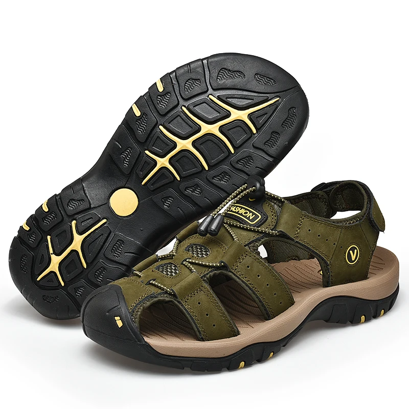 Мужские сандалии ZUNYU из натуральной кожи летняя пляжная обувь модные уличные