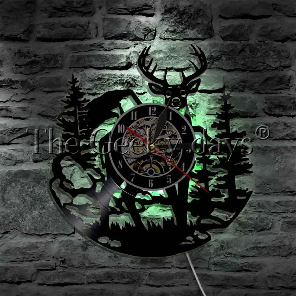 Woodland Animal Deer Vinyl Record Wall Clock Modern Wall Lamp Forest Birch Tree Deer Antlers Decorative Lighting
Woodland Animal Deer Vinyl Record Wall Clock Modern Wall Lamp Forest Birch Tree Deer Antlers Decorative Lighting