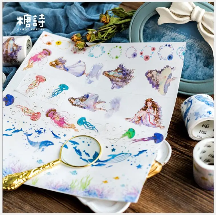Dreamlike jellyfish sea world blue whale sea girl decoration washi tape DIY planner scrapbooking diary album masking tape escola
Dreamlike jellyfish sea world blue whale sea girl decoration washi tape DIY planner scrapbooking diary album masking tape escola