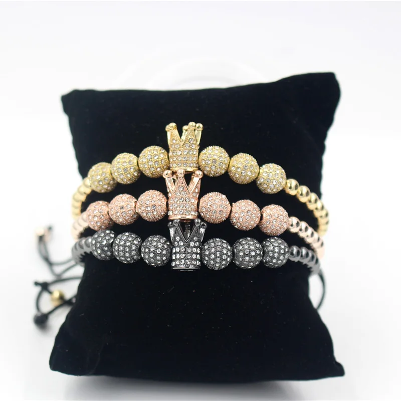 Wholesale Fashion Pave Zircon Women Men's Bracelets Jewelry Cubic Micro Crown & 8mm Copper Ball Charm Bead Braiding Bracelet
Wholesale Fashion Pave Zircon Women Men's Bracelets Jewelry Cubic Micro Crown & 8mm Copper Ball Charm Bead Braiding Bracelet