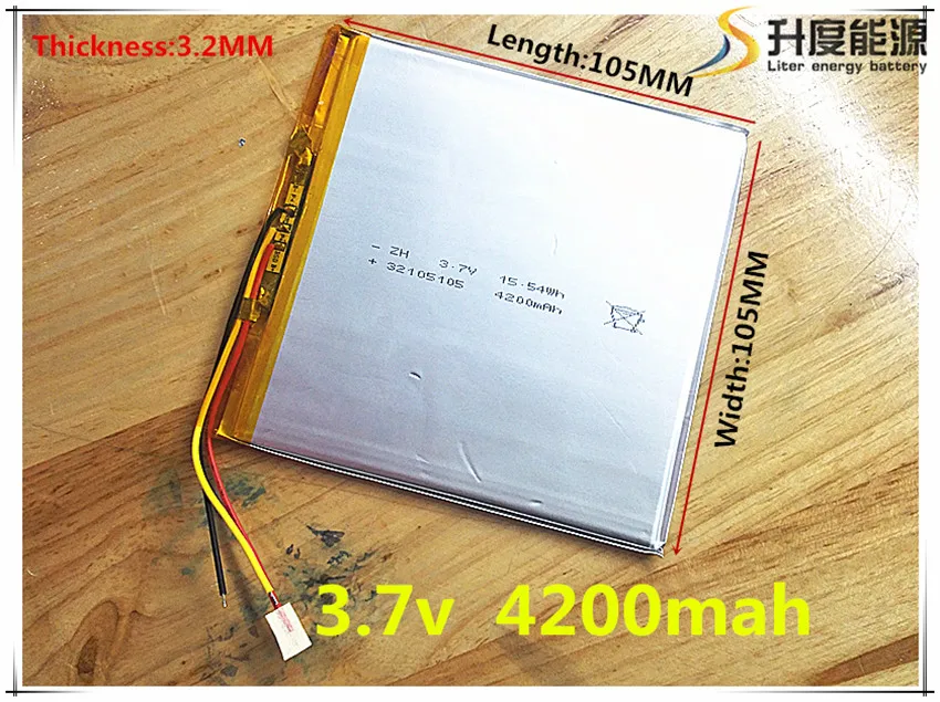 

3 wire Tablet polymer battery 4200 mah 3.7V 32105105 smart home MP3 speakers Li-ion battery for dvr,GPS,mp3,mp4,cell phone,speak
