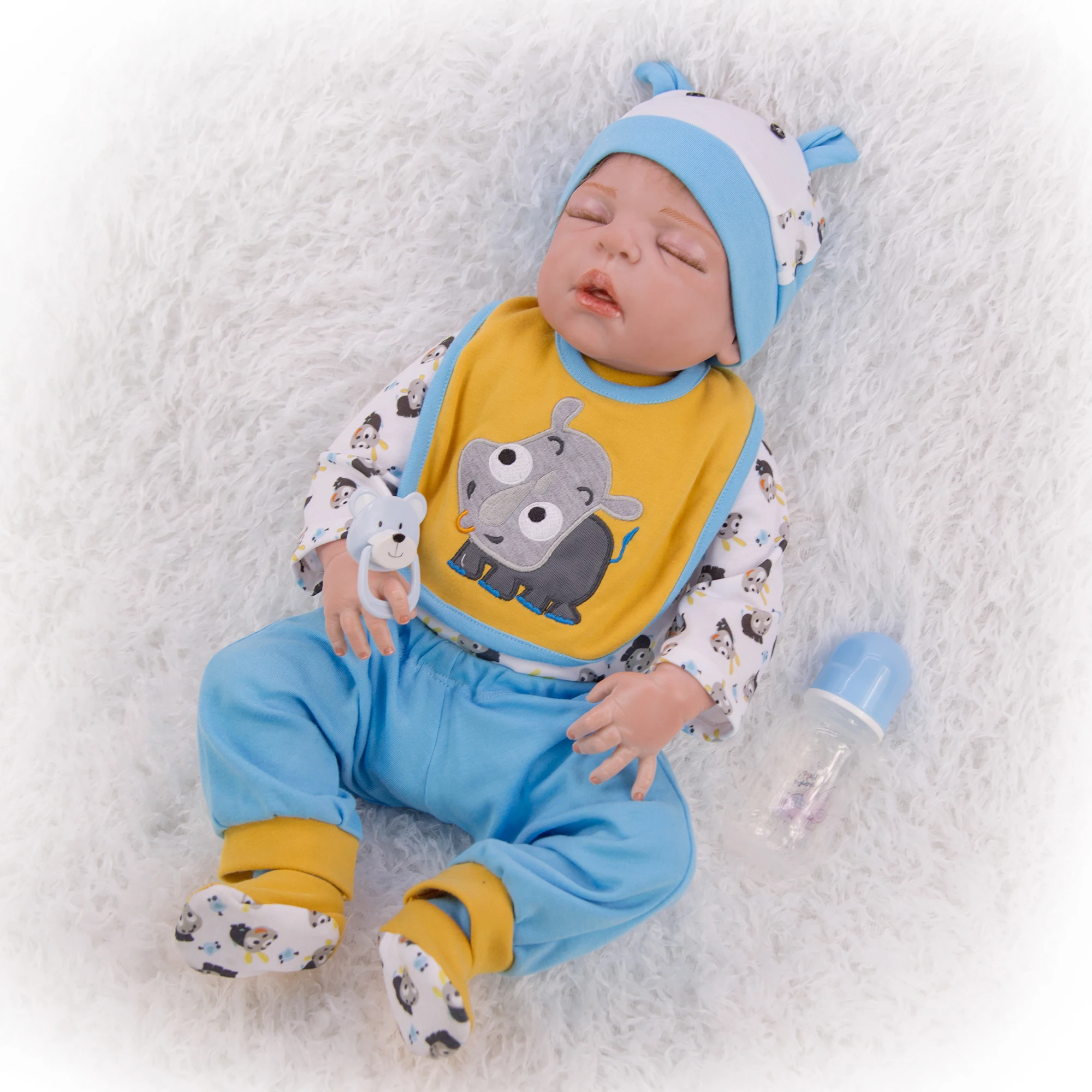 23'' 57 cm Realistic Reborn Dolls Full Vinyl Body Silicone Lifelike Boy Sleeping Baby Doll Toy For Children's Day Birthday Gifts |