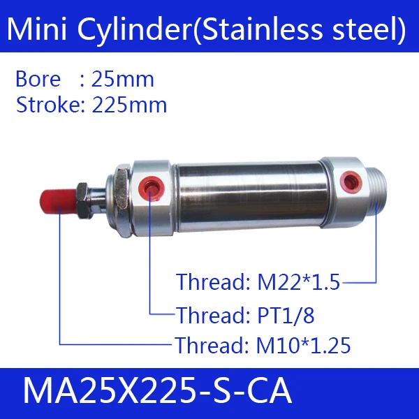 MA25X225-S-CA, Free shipping Pneumatic Stainless Air Cylinder 25MM Bore 225MM Stroke , 25*225 Double Action Mini Round Cylinders
MA25X225-S-CA, Free shipping Pneumatic Stainless Air Cylinder 25MM Bore 225MM Stroke , 25*225 Double Action Mini Round Cylinders