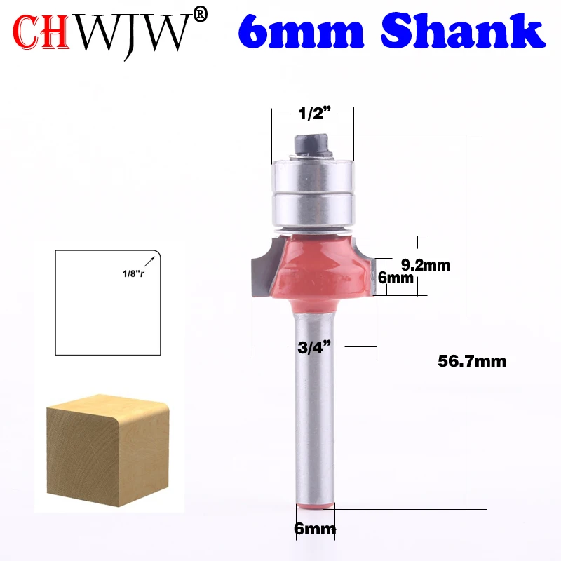 1pc 6mm Shank Round-Over Router Bits for wood Woodworking Tool 2 flute endmill with bearing milling cutter Corner Round Over Bit
1pc 6mm Shank Round-Over Router Bits for wood Woodworking Tool 2 flute endmill with bearing milling cutter Corner Round Over Bit