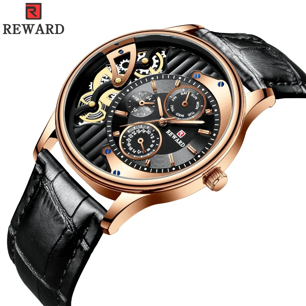 REWARD Skeleton Quartz Watch Men Classic Rose Gold Leather Mens Wrist Watches Waterproof Calendar 24hours Reloj Hombre dropship
REWARD Skeleton Quartz Watch Men Classic Rose Gold Leather Mens Wrist Watches Waterproof Calendar 24hours Reloj Hombre dropship