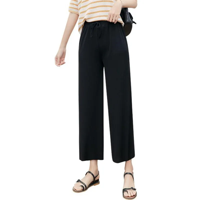Spring Summer Cool Knitted Wide Leg Ankle Casual Pants for Women Elastic Waist Draw String Ice Silk Touch Female Knit Trousers
Spring Summer Cool Knitted Wide Leg Ankle Casual Pants for Women Elastic Waist Draw String Ice Silk Touch Female Knit Trousers