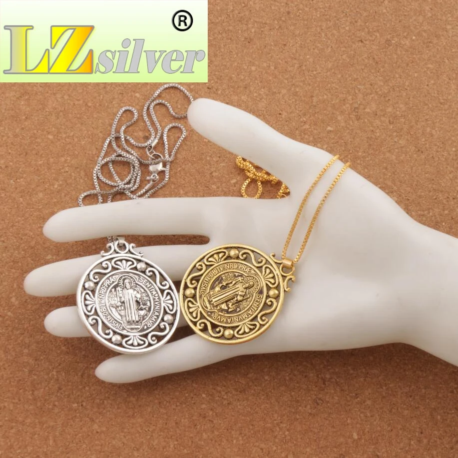 12pcs Retro Saint St Benedict of Nursia Patron Against Evil Medal Pendant Necklaces N1787 24inches 2Colors
12pcs Retro Saint St Benedict of Nursia Patron Against Evil Medal Pendant Necklaces N1787 24inches 2Colors