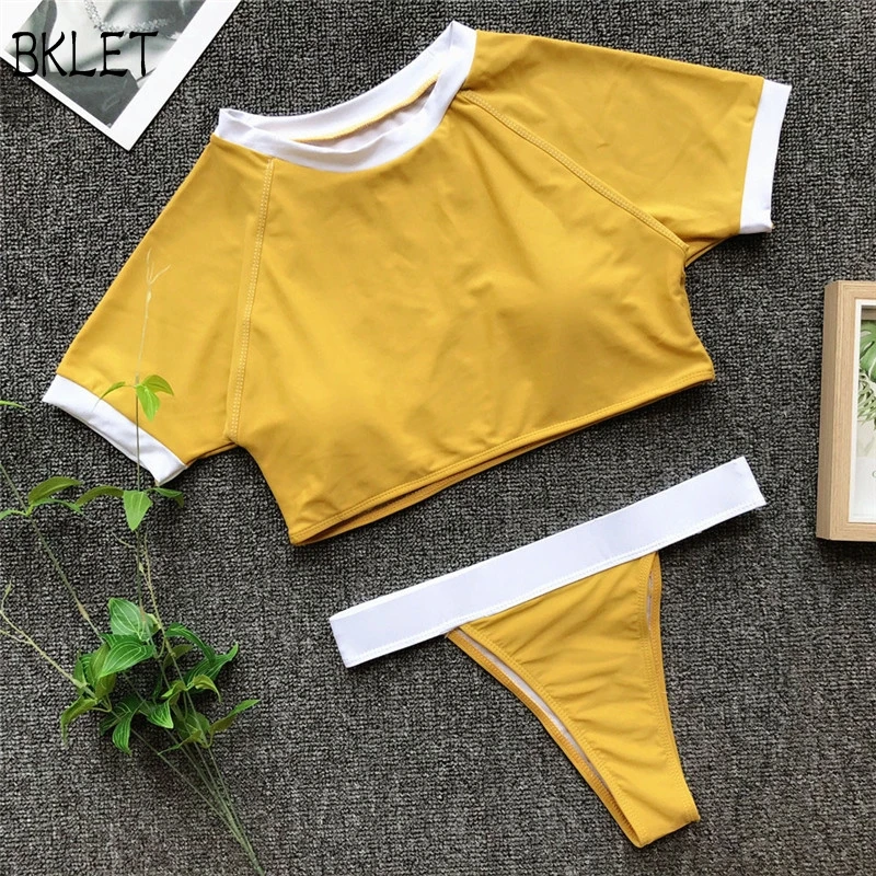 2018 Woman High Waist Thong Patchwork Leopard Print Sexy Bikini Swim Suit Bordered O-neck Short-sleeved Split Swimming Wear
2018 Woman High Waist Thong Patchwork Leopard Print Sexy Bikini Swim Suit Bordered O-neck Short-sleeved Split Swimming Wear