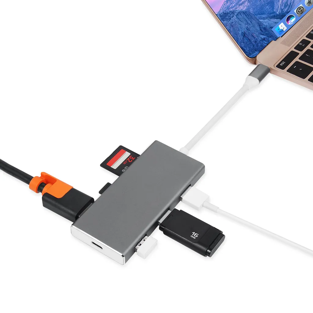 USB C к Type 7 в 1 адаптер 3 0 HDMI выход Micro SD TF кардридер концентратор порт Порт OTG