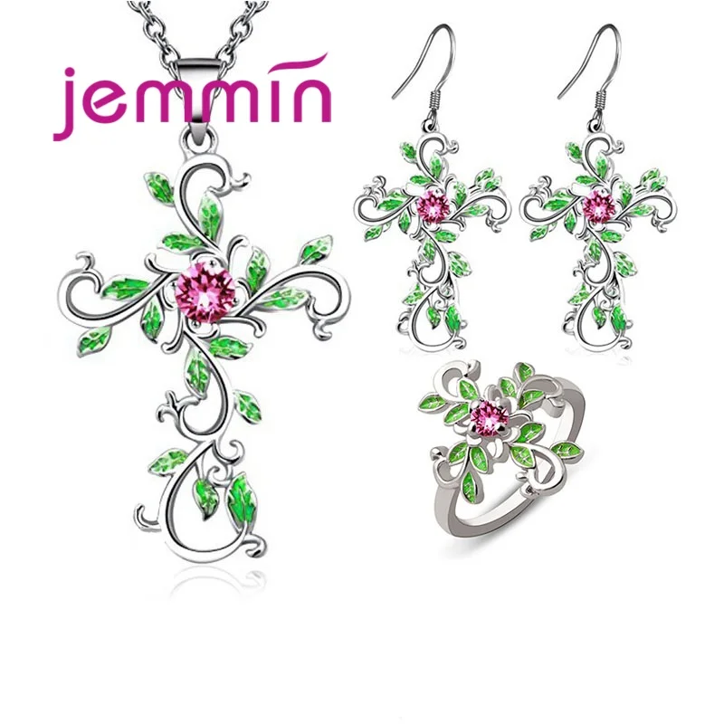 Fashion Charming Flower Leaves Shape Jewelry Set For Women 925 Sterling Silver Pendant Necklace Hoop Earrings Rings
Fashion Charming Flower Leaves Shape Jewelry Set For Women 925 Sterling Silver Pendant Necklace Hoop Earrings Rings