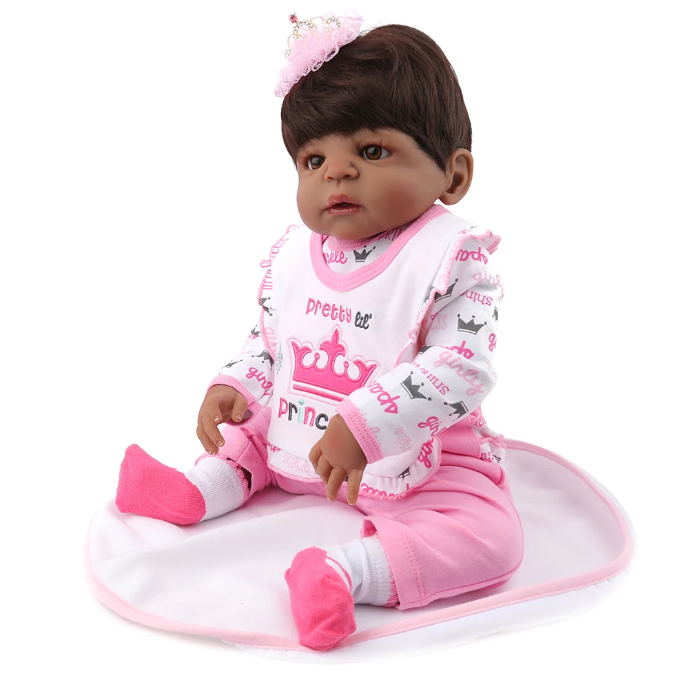 57cm Full Silicone doll Reborn babies black skin 23" bebe toddler collectible doll birthday gifts vinyl newborn bathe doll
57cm Full Silicone doll Reborn babies black skin 23" bebe toddler collectible doll birthday gifts vinyl newborn bathe doll