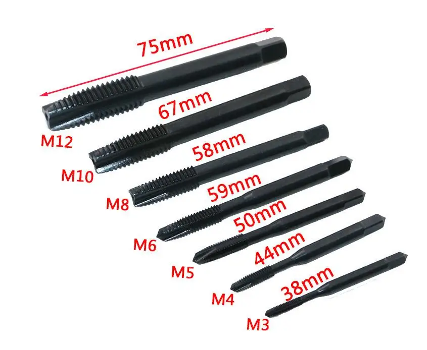 Free shipping of 7PCS HSS6542 made nitridation coating sprial pointed tip taps M3 M4 M5 M6 M8 M10 M12 for steel aluminum work 
Free shipping of 7PCS HSS6542 made nitridation coating sprial pointed tip taps M3 M4 M5 M6 M8 M10 M12 for steel aluminum work