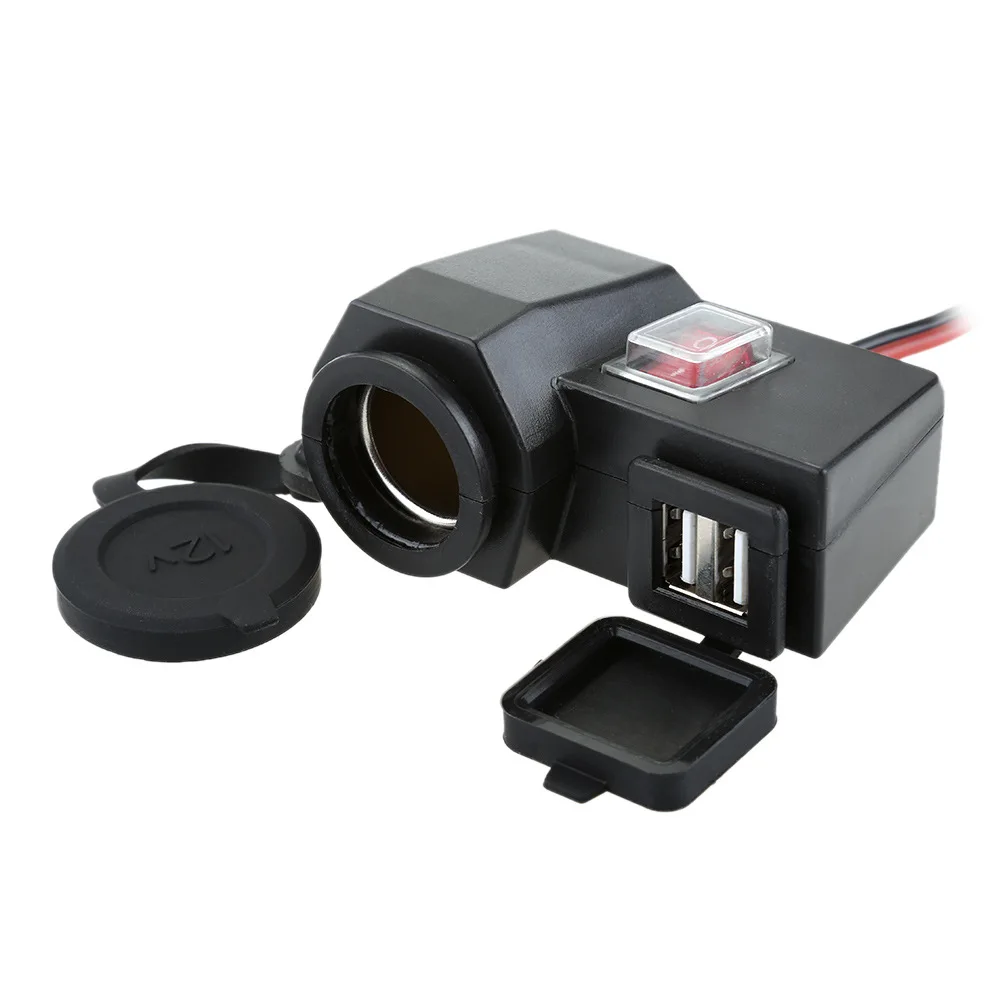 

Waterproof 5V/2.1A Dual USB Output Motorcycle Handlebar Clamp Power Adapter Charger DC 12V Car Cigarette Lighter Socket
