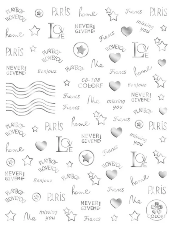 Newest CB sereis CB-108 English 3d nail art sticker nail decal stamping export japan
Newest CB sereis CB-108 English 3d nail art sticker nail decal stamping export japan