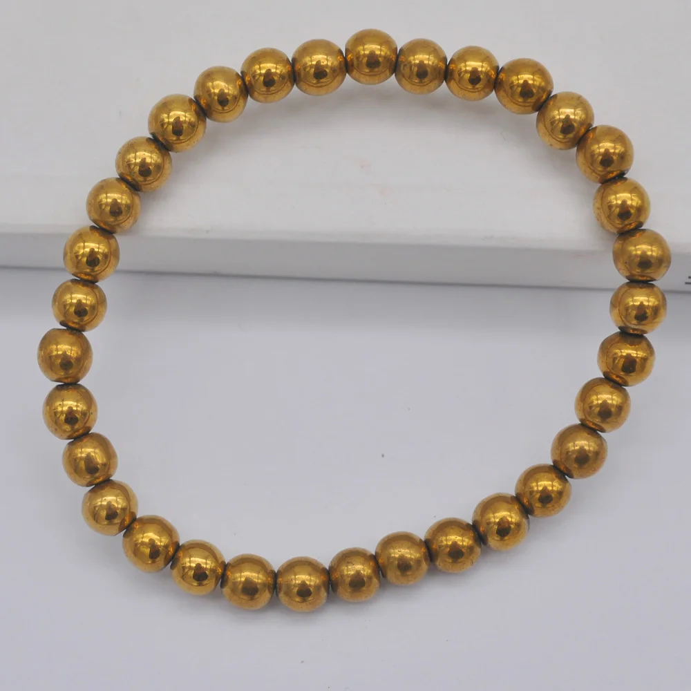 6MM Golden Magnetic Hematite Healing Beads Bracelet Bangle Stretch 7.5 Inch Jewelry G365
6MM Golden Magnetic Hematite Healing Beads Bracelet Bangle Stretch 7.5 Inch Jewelry G365