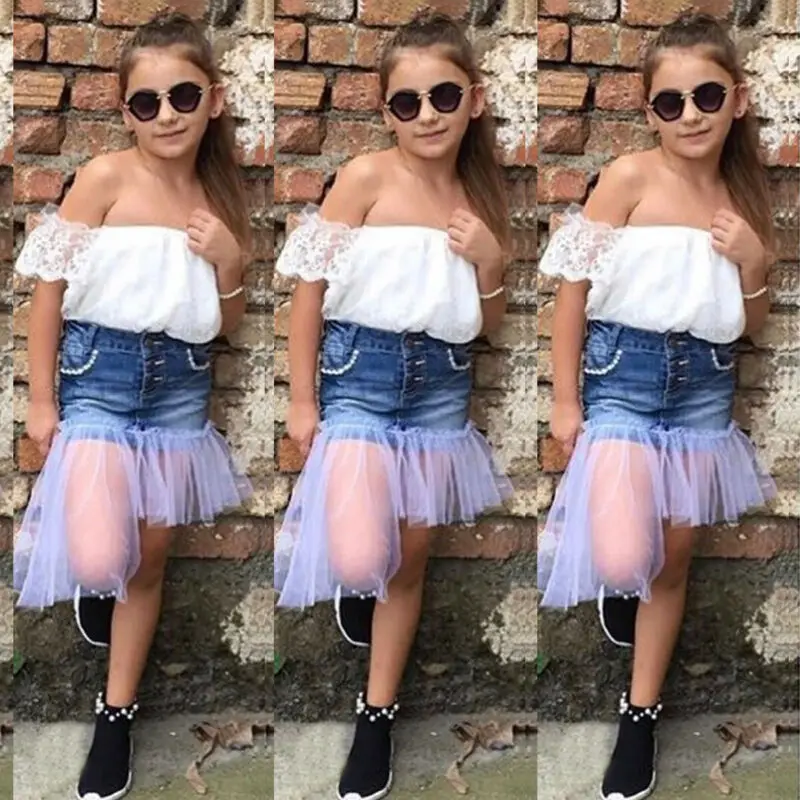 2pcs Kids Baby Girl Summer Clothes T-shirt Tops+Denim fashion Comfortable princess Dress Outfits Set
2pcs Kids Baby Girl Summer Clothes T-shirt Tops+Denim fashion Comfortable princess Dress Outfits Set