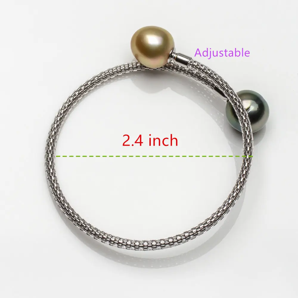 12.5-13mm Multicolor Genuine South Sea Pearl Tahitian Bracelet 925 Silver |