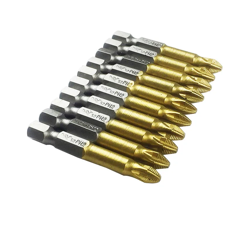 10/5pcs Titanium Coated PH2 Slip Bits Electric Screwdriver Bits 1/4" Hex Shank For Repair Work 50mm
10/5pcs Titanium Coated PH2 Slip Bits Electric Screwdriver Bits 1/4" Hex Shank For Repair Work 50mm