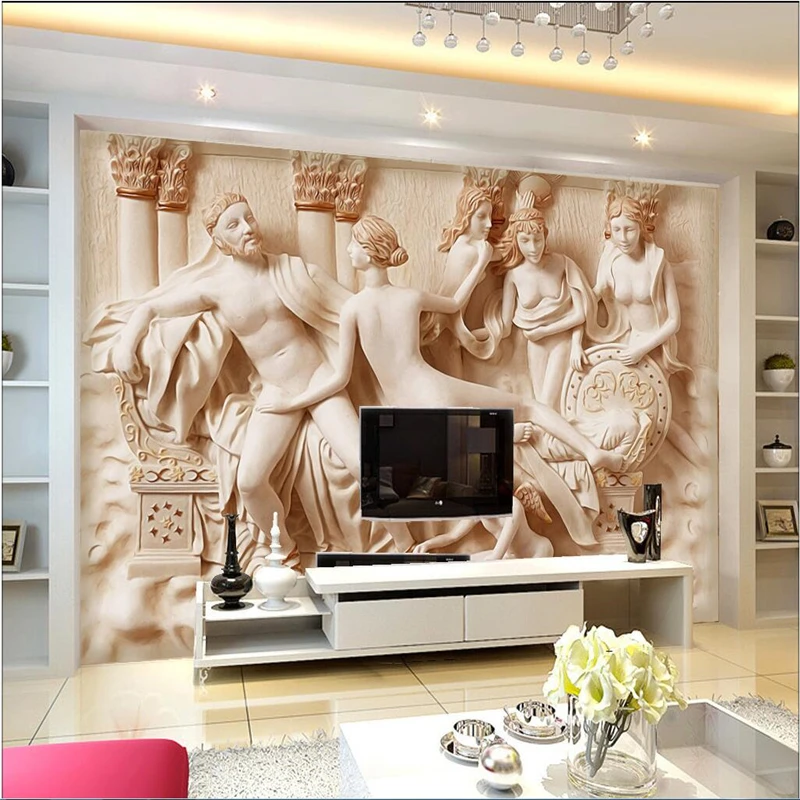 

beibehang Customize any size fresco wallpaper European character relief backdrop wall 3D background wall 3d wallpaper