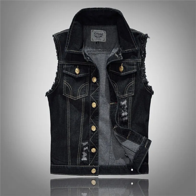 Casual Denim Jeans Vests Men Letter Embroidery Male Jeans Waistcoat Hole Washed Cowboy Jeans Denim Vest Sleeveless coat men
Casual Denim Jeans Vests Men Letter Embroidery Male Jeans Waistcoat Hole Washed Cowboy Jeans Denim Vest Sleeveless coat men