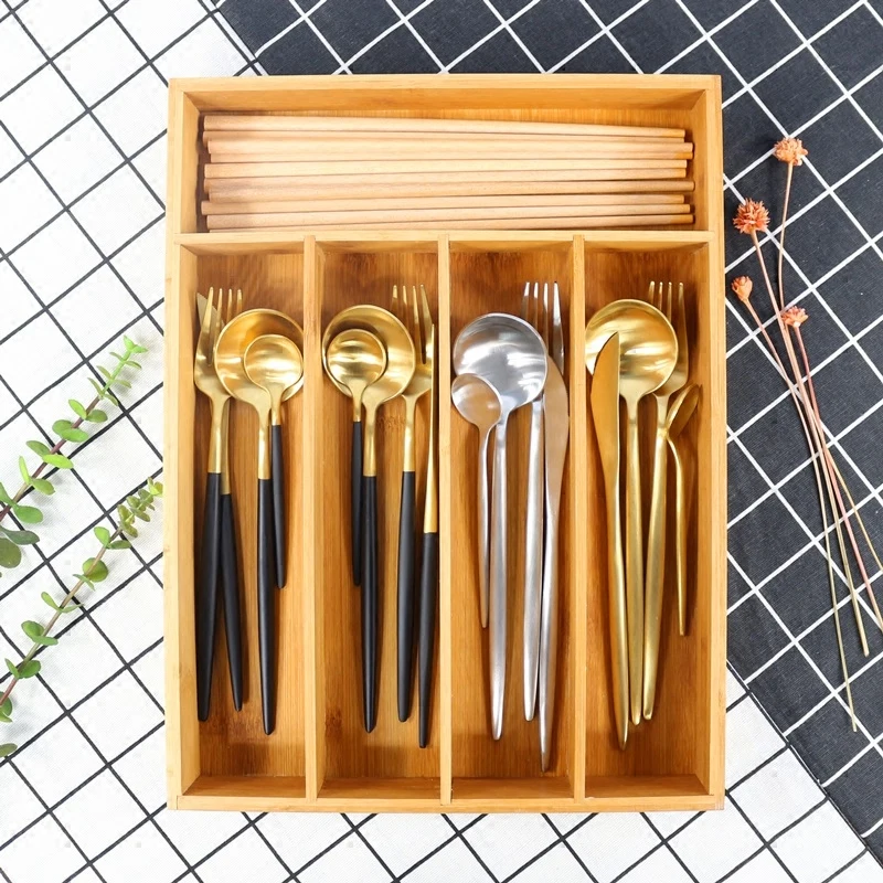 Bamboo Hotel Cutlery Tray Kitchen Utensil Tray Cooking Spoon Flatware Drawer Organizer with 5 Compartment Storage Dividers
Bamboo Hotel Cutlery Tray Kitchen Utensil Tray Cooking Spoon Flatware Drawer Organizer with 5 Compartment Storage Dividers
