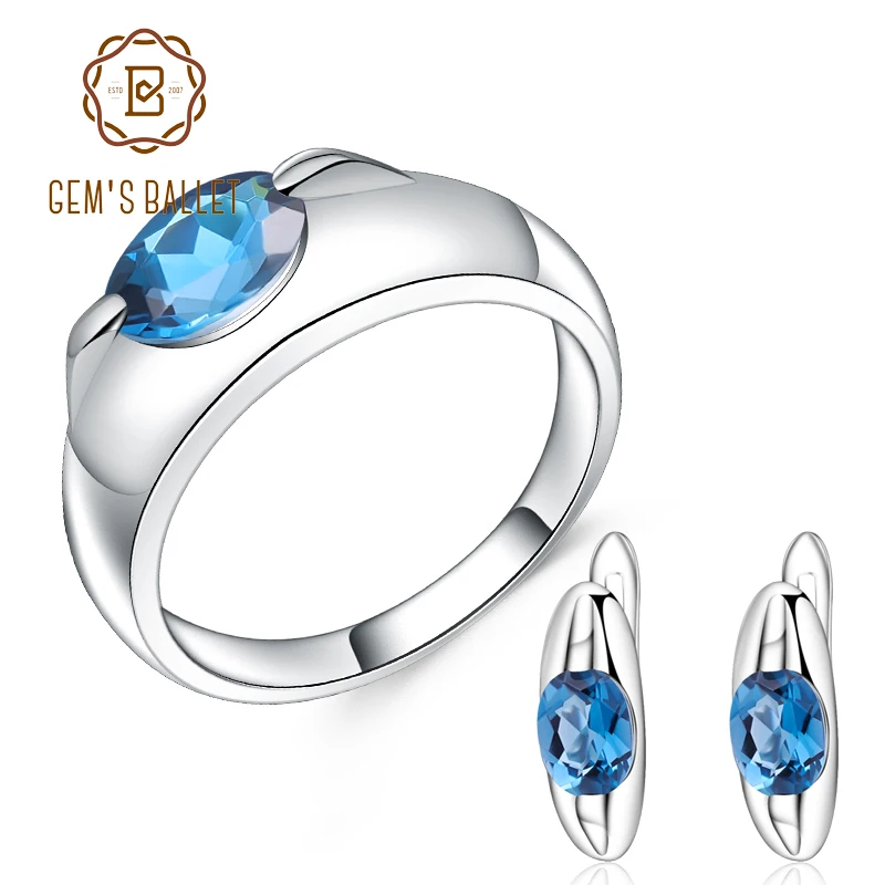 GEM'S BALLET 925 Sterling Silver Fashion Jewelry Sets 4.73Ct Natural London Blue Topaz Earrings Ring Set Fine Jewelry For Women
GEM'S BALLET 925 Sterling Silver Fashion Jewelry Sets 4.73Ct Natural London Blue Topaz Earrings Ring Set Fine Jewelry For Women