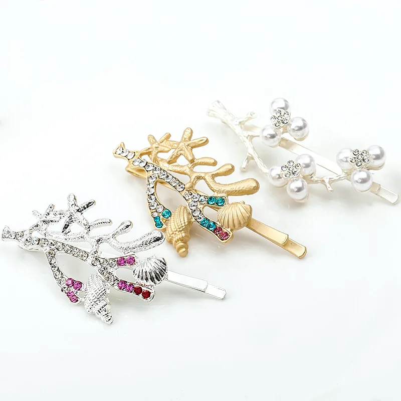 Crystal Simulated Pearl Starfish Conch Shell Coral Seashore Golden Silver Hair Clips Pins Women Flower Barrettes Headwear
Crystal Simulated Pearl Starfish Conch Shell Coral Seashore Golden Silver Hair Clips Pins Women Flower Barrettes Headwear