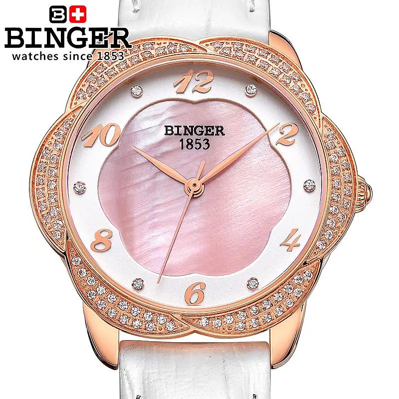 Switzerland Binger Women's watches fashion luxury clock leather strap quartz flower diamond Wristwatches B3028-2
Switzerland Binger Women's watches fashion luxury clock leather strap quartz flower diamond Wristwatches B3028-2