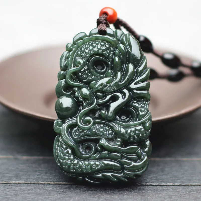 Drop Shipping Natural Dark Green HETIAN Jades Pendant Necklace Carved Chinese Dragon Amulet for men's fashion Jades Pendant
Drop Shipping Natural Dark Green HETIAN Jades Pendant Necklace Carved Chinese Dragon Amulet for men's fashion Jades Pendant