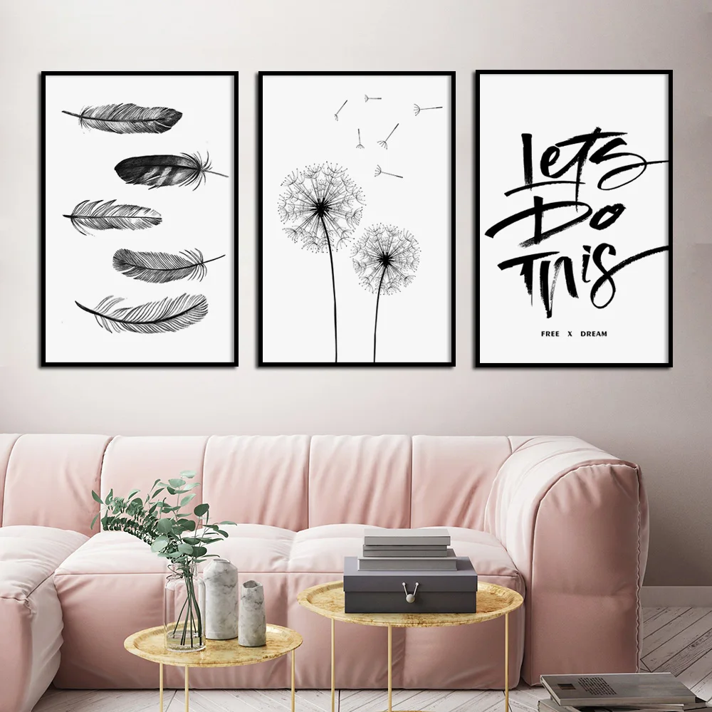 Black White Feather Dandelion Quotes Nordic Posters and Prints Wall Art Canvas Painting Wall Pictures For Living Room Home Decor
Black White Feather Dandelion Quotes Nordic Posters and Prints Wall Art Canvas Painting Wall Pictures For Living Room Home Decor