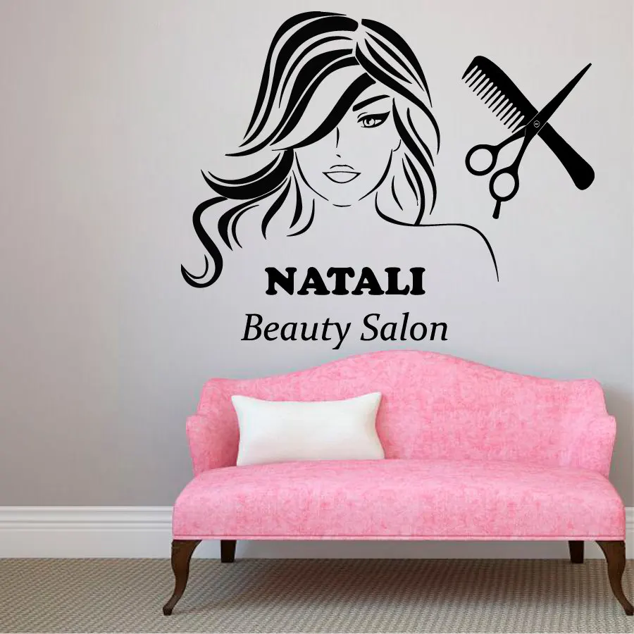 Girls Beauty Salon Wall Decal Personalized Name Vinyl Wall Stickers Interior Removable Hair Spa Haircut Custom Name Logo DIYSY17
Girls Beauty Salon Wall Decal Personalized Name Vinyl Wall Stickers Interior Removable Hair Spa Haircut Custom Name Logo DIYSY17