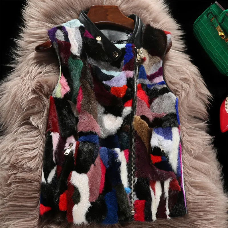 Color Block Elegant Real Mink Fur Waistcoats Women Fashion Zipper Natural Fur Vests 2019 Autumn Winter New Collection
Color Block Elegant Real Mink Fur Waistcoats Women Fashion Zipper Natural Fur Vests 2019 Autumn Winter New Collection