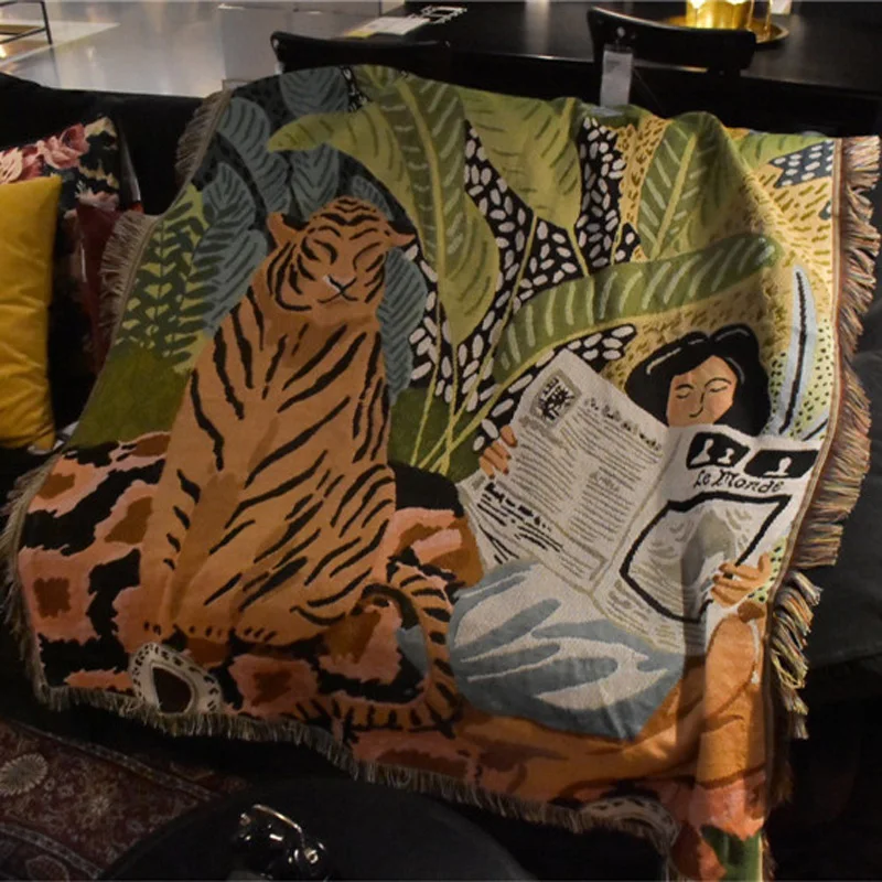 Bohemian Tiger Girl Throw Blanket Tapestry Multifunction Sofa Covers Cobertor Tassel Dust Cover Air Conditioning Blanket For Bed
Bohemian Tiger Girl Throw Blanket Tapestry Multifunction Sofa Covers Cobertor Tassel Dust Cover Air Conditioning Blanket For Bed