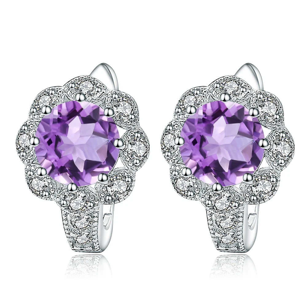 GEM'S BALLET 2.71Ct Natural Amethyst Gemstone Earrings Real 925 Sterling Silver Stud Earrings for Women Wedding Fine Jewelry
GEM'S BALLET 2.71Ct Natural Amethyst Gemstone Earrings Real 925 Sterling Silver Stud Earrings for Women Wedding Fine Jewelry