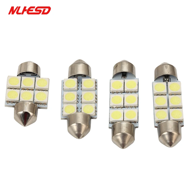 

10pcs White Car Led 31mm 36mm 39mm 41mm C5w 5050 6smd dc 12v Interior Festoon Dome Car Light Reading Lamp License plate Bulb