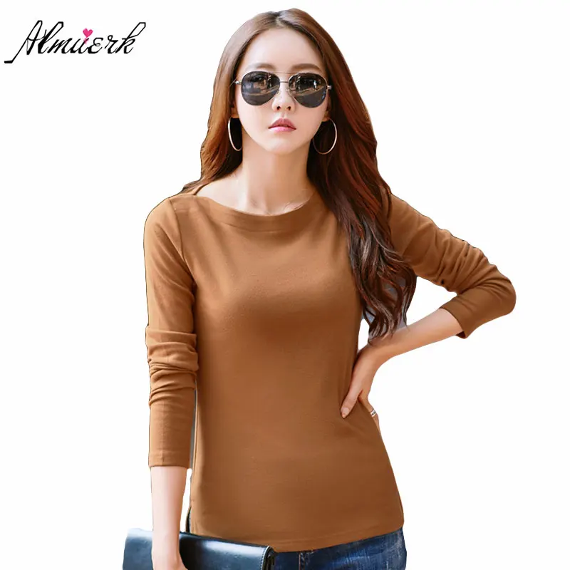 2018 autumn winter soild color women slash neck cotton T-shirt long sleeves fashion slim female cotton T-shirt bottom shirt L279
2018 autumn winter soild color women slash neck cotton T-shirt long sleeves fashion slim female cotton T-shirt bottom shirt L279