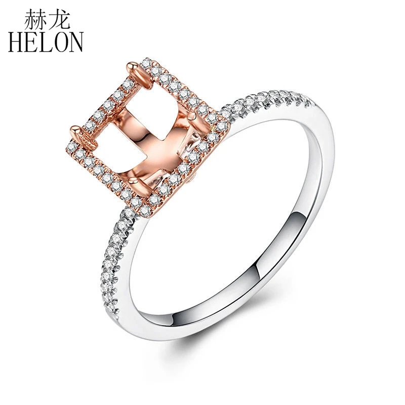 HELON Solid 14K Rose & White Gold Princess 6x6mm Semi Mount Engagement Diamond Ring Setting Women Party Trendy Fine Jewelry Ring
HELON Solid 14K Rose & White Gold Princess 6x6mm Semi Mount Engagement Diamond Ring Setting Women Party Trendy Fine Jewelry Ring