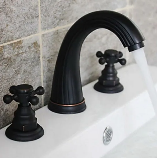 Black Oil Rubbed Brass Dual Cross Handles Widespread 3 holes Bathroom Vessel Sink Faucet Cold/Hot Water Tap anf281
Black Oil Rubbed Brass Dual Cross Handles Widespread 3 holes Bathroom Vessel Sink Faucet Cold/Hot Water Tap anf281