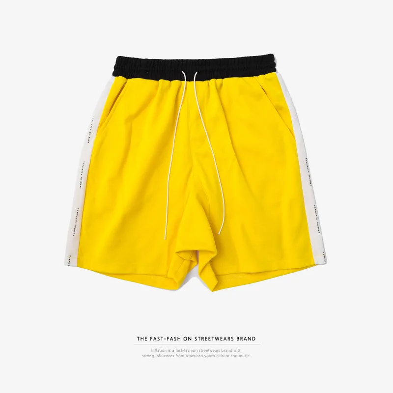 2019 SS New Side Stripe Drawstring Shorts Hip Hop Summer Skate Board Harem Green Red Terry Oversized Streewear | Мужская одежда
